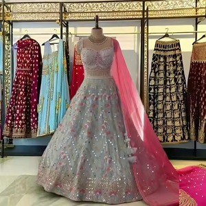 Đầm cưới truyền thống Ấn Độ kiểu Lehenga Choli chất liệu georgette thêu họa tiết cáo nặng, phong cách Pakistan, chất liệu lụa, mặc dự tiệc năm 2025 - Product Image 6