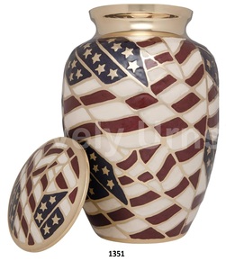 ธงชาติอเมริกาทองเหลืองเผาศพอนุสรณ์งานศพเถ้ามนุษย์ Urns ฟรีถุงกํามะหยี่ - Product Image 1
