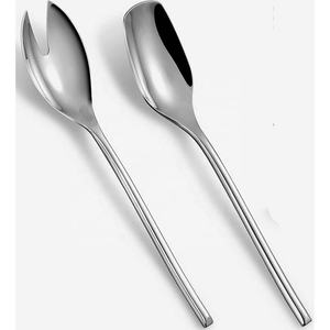 Juego de cubiertos aptos para lavavajillas de diseño coreano de alta demanda, cuchara de pulido de espejo plateado, tenedor, servidor de ensalada con mango cómodo - Product Image 4