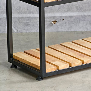 100x30x88cm Standing Type Hallway Decorative <b>Shelf</b> with Iron Frame Rubber Wood-CST068 - Product Image 4
