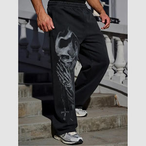 Pantalons de survêtement surdimensionnés en velours côtelé personnalisés 2025, streetwear pour hommes et femmes, gym, fitness, 100% coton, léger, avec cordon de serrage - Product Image 2