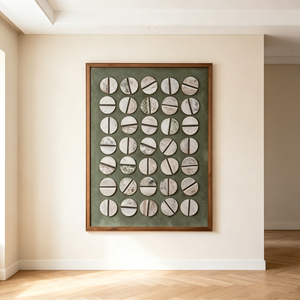 Olive Moon Grid Textured Relief <b>Canvas</b> Wall Art Oversized Wabi Sabi <b>Abstract</b> Hand Painted Painting Home Hotel Office Decoration - Product Image 1