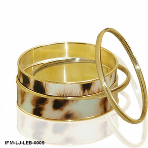 Ensemble de bracelets en cuir imprimé léopard et laiton poli faits à la main, 3 pièces, bracelets empilables à imprimé animal - Product Image 3
