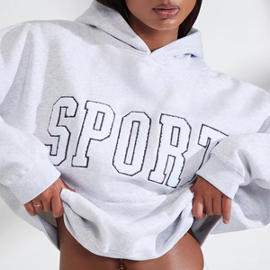 Sweat à capuche Boxy surdimensionné de luxe en coton polaire personnalisé à la mode Sweat à capuche vierge avec logo brodé pour femmes - Product Image 3