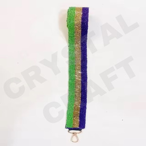 Geaux Tigre Sangles de sac en perles de rocaille personnalisées en or blanc Sangle de sac à main perlée pour accessoires de sacs de mode - Product Image 2