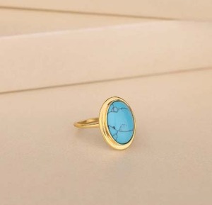 Belle qualité Turquoise 6x12mm forme de marquise lisse pierre précieuse lunette ensemble 925 argent Sterling plaqué or bague de mariage fêtes minces - Product Image 3