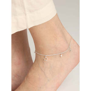 Chevillères/Payals 100 % Argent 925 Véritable pour Femmes et Filles, Motif Étoile avec Pierre Principale Diamant, Type Religieux Chrétien - Product Image 4