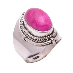 แหวนแต่งงานสีชมพูพลอยธรรมชาติทำด้วยมือตั้งค่าหนามเตยสไตล์คลาสสิก925เงินสเตอร์ลิงเครื่องประดับจำนวนมากขายส่ง - Product Image 1