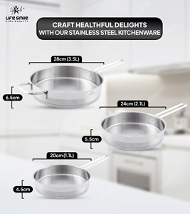 Premium 3-Piece 18/10 Stainless Steel Fry <b>Pan</b> <b>Set</b> High Quality Construction - Product Image 2