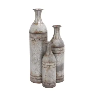 Brand New <b>Set</b> <b>3</b> Galvanized Iron Flower <b>Vases</b> Different Sizes Tabletop <b>Vase</b> Pots for Home Wedding Shape Unique Wedding Home - Product Image 3