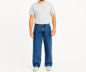 Plus Size Cotton/Polyester Men's Baggy <b>Jeans</b> Customized Logo Straight Pattern Mid <b>Waist</b> Light Breathable Outdoor Workout Casual - Product Image 6