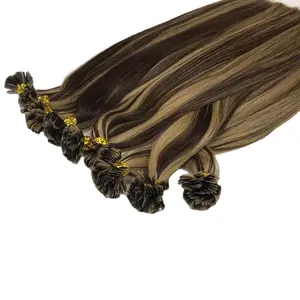 Capelli lisci vietnamiti castagna mix colore marrone e biondo capelli trama macchina capelli in vendita