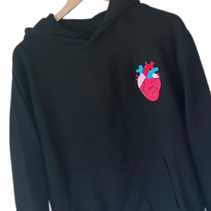 Sudadera con capucha con bordado de corazón anatómico Unisex jersey negro de gran tamaño algodón polar Casual Streetwear suave cálido invierno sudaderas con capucha venta - Product Image 2