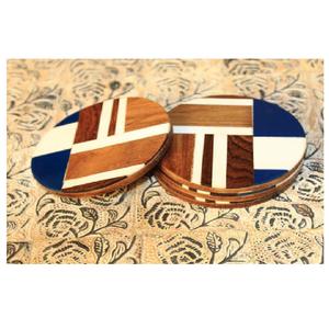 Posavasos cuadrado de madera y resina para taza de té, posavasos de diseño Multicolor hecho a mano de la mejor calidad, precio barato - Product Image 3