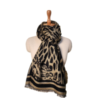 Écharpe-châle d'hiver traditionnelle élégante pour femme, en mélange de laine, motif jacquard cachemire animal, réversible, coupe-vent et légère