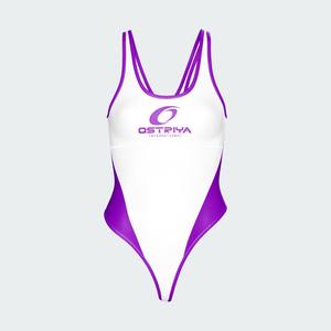 Maillot de bain une pièce pour femme sur mesure, motif uni, avec un design tendance, élément de mode simple, logo sur le devant, bas naturel - Product Image 6