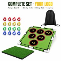 Ensemble de jeu de golf pour le chipping, cible portable, 16 balles adhésives, tapis d'entraînement, sac de transport, logo personnalisé pour les fêtes de famille et les événements