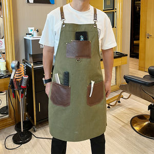 Delantal de cuero auténtico para taller duradero marrón personalizado con logotipo de bolsillos, delantales impermeables para barbacoa de cuero genuino resistentes al calor - Product Image 3