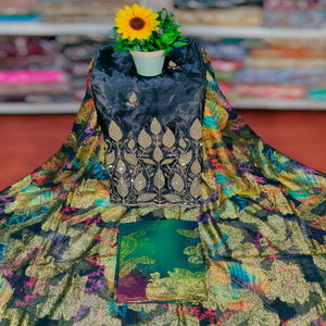 Vestido de Chifón con Diseño Floral y Hojas, Estilo Jacquard, Lujoso y Elegante, para Niñas, 2026 - Product Image 1