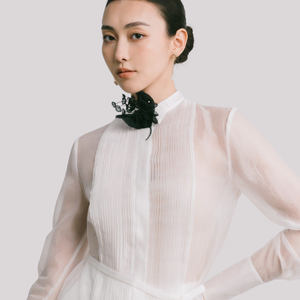 En stock Mujer Blusa Y Camisa GRIS MANGA LARGA BLUSA Manga Larga 73% Cupro 27% Poliéster Moda Mujer Ropa Logotipo Personalizado - Product Image 4