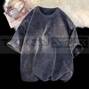 Acid Wash T-Shirt à manches courtes 2025 nouveaux hommes couleur unie T-Shirt unisexe été hauts 100% coton - Product Image 1