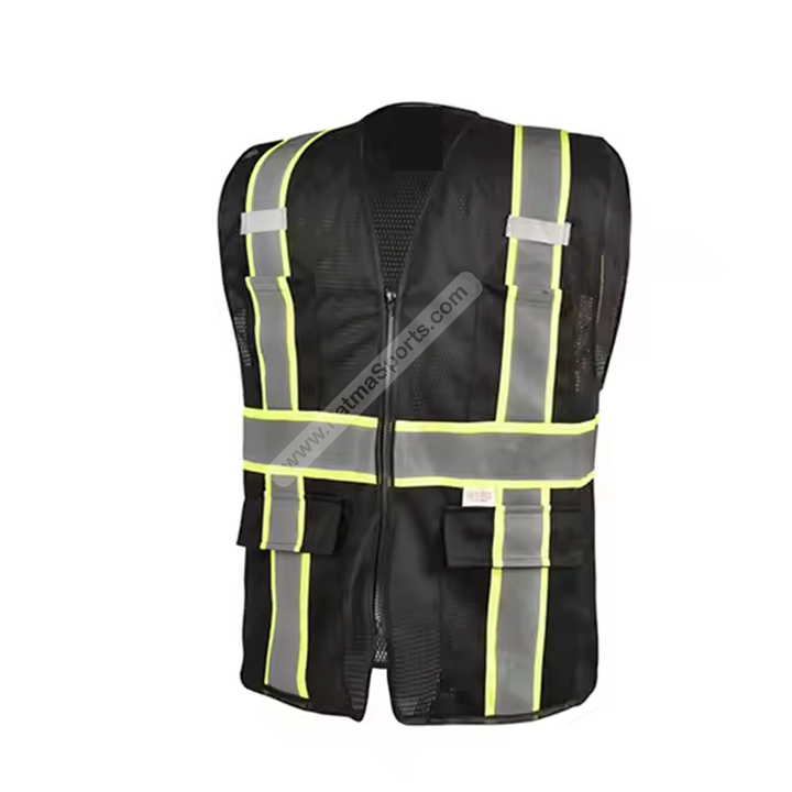Custom Black Hi Visibility Safety Vest for Workwear | Reflective ...