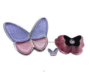 METAL CRAFTS BUTTERFLY DESIGN KEEPSAKE CREMATION <b>URNS</b> <b>LARGE</b> MEDIUM & SMALL to KEEP HUMAN ASHES ALUMINIUM PET <b>URNS</b> - Product Image 6