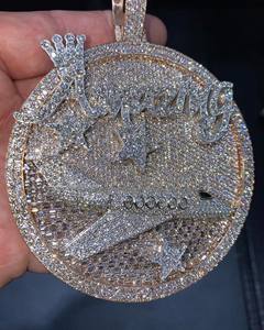 Colgante de diamante de moissanita de plata 925, collar con nombre personalizado, joyería redonda de Hip Hop con amuleto helado, regalo de cumpleaños - Product Image 1