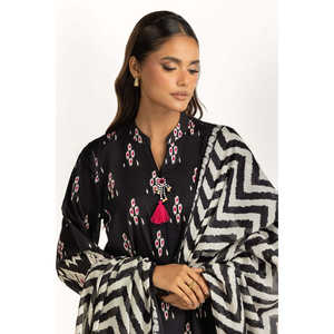 IUSTKSD-1156 Traje de Crepé Estampado de 3 Piezas Estilo Bohemio para Primavera/Verano con Mangas Tres Cuartos - Product Image 5