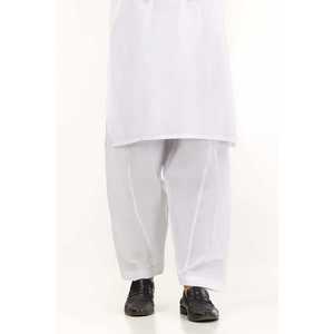 Shalwar Kameez Blanc Basique SH-CTN24-001, Robe Indienne de Style Pakistanais en Georgette, Salwar Cousu - Product Image 5