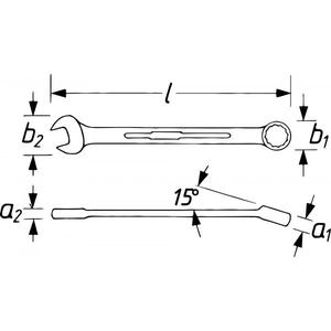 Llave Combinada Hazet Extra Larga de Diseño Delgado con 12 Puntas Exteriores y Perfil de Tracción - Product Image 2