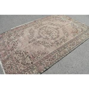 5,6x9 ft Turkish Rug Traditional Eco-Friendly <b>Wool</b> Rug <b>Brown</b> Gray Patchwork Latex Backing Rug - Product Image 4