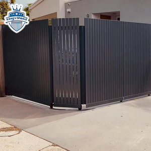 Porte coulissante électrique ronde incurvée personnalisable <span class=keywords><strong>avec</strong></span> porte piétonne en alliage d'aluminium électrophoretique, <span class=keywords><strong>portail</strong></span> pivotant à 90-130 degrés - Product Image 1