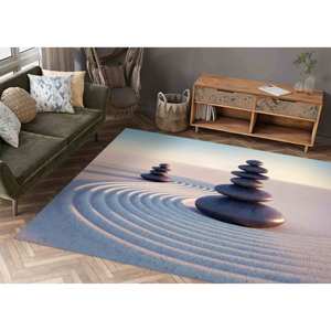 Tapis Zen Stones, style minimaliste moderne, chenille, décoration de salon, tapis imprimé 3D japonais, tapis en velours - Product Image 2