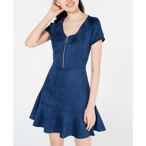 Abito svasato con zip frontale blu navy per ragazze di Rosie Harlow, comodo taglia X-Large da donna - Product Image 1