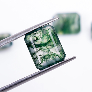 Piedra Preciosa Natural de Ágata Musgo Verde, Corte Octogonal Escalonado, para Joyería, Tamaño Personalizable 11.0x9.0x4.5 mm, Alta Calidad 3.50 - Product Image 3