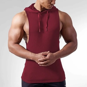 Custom 100% Cotton Fitness Gym Tank Top Men's <b>Sleeveless</b> <b>Hoodie</b> Weightlifting Workout Tank Top OEM Customization - Product Image 3
