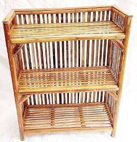 2-tier Bamboo Wood Open Display Bookcase Bookshelf With Top Edge Wooden Frame Storage Rattan Cabinet for Home and Office Use - Product Image 5