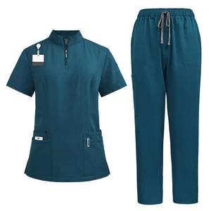 Uniformes de hospital transpirables de servicio OEM para enfermera, uniformes médicos informales para mujer, conjunto de manga corta con bordado personalizado - Product Image 4