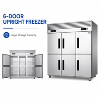 Kulkas Freezer 6 Pintu 1560L Dua Suhu Pendingin Kipas Stainless Steel untuk Restoran