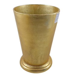 Home Decoration Metal Flower <b>Vase</b> <b>Set</b> of 2 Rough Nickel Gold Color Aluminium Flower Pot for Living Room & Wedding Decoration - Product Image 1