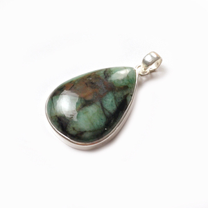 Sterling Silver <b>Emerald</b> Gemstone Teardrop Collet <b>Pendant</b> – Wholesale Silver Jewelry - Product Image 2