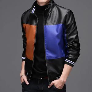 Chaqueta de cuero Bomber de alta calidad para hombre con logotipo personalizado 2024, chaqueta de lona elegante con cuello levantado - Product Image 4