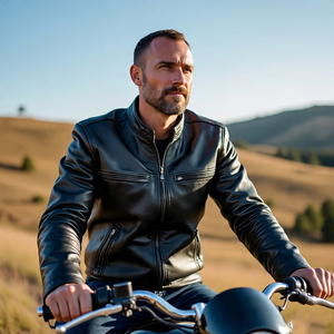 Chaquetas de motorista con cremallera para hombre, prendas de vestir exteriores de cuero genuino personalizadas | Chaqueta de moto de piel de oveja a la moda con cuello de plumón para hombre - Product Image 5