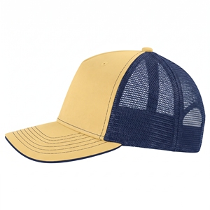 Injae Yellow <b>Navy</b> Mesh Trucker <b>Hat</b> 6-Panel Adjustable Casual Outdoor Common Cap Spring Summer Unisex Snapback - Product Image 2
