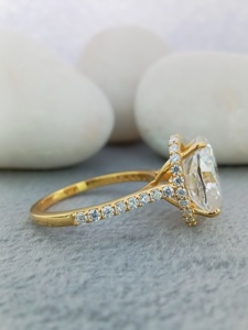 Anillo de Compromiso y Boda de Plata de Ley 925 con Diamante Moissanita de 3 Quilates, Conjunto de Joyería Fina Certificada por GIA para Regalo de Aniversario - Product Image 3