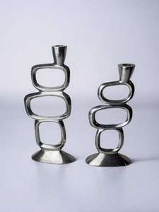 Candelabro de Aluminio con Acabado Niquelado de 1 Brazo para Decoración del Hogar, Navidad, Bodas, Cumpleaños, Pascua, Portavelas de Mesa - Product Image 2