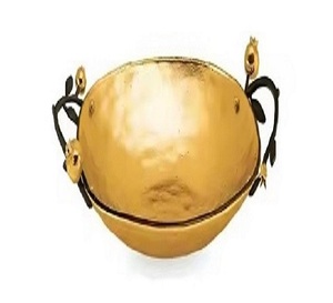 Bol à fruits martelé en argent de style japonais avec feuille d'or Bol en métal de dernière conception avec fonction de suspension pour la décoration intérieure - Product Image 4