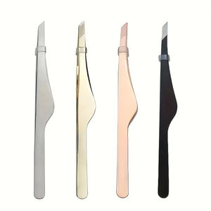 Stainless Steel Slanted Tip Eyebrow Tweezers Precision <b>Makeup</b> Grooming <b>Tool</b> Durable Brow Shaping Hair Removal - Product Image 1