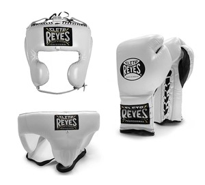 Conjunto de boxeo con cordones guantes con protector de cabeza de mejillas en cuero de vaca genuino para artes marciales y entrenamiento físico - Product Image 2